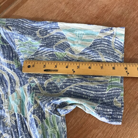 Cooke Street Hawaiian Shirt Men 2XL Blue Fish Print Button Up Pocket Collared - Picture 9 of 12